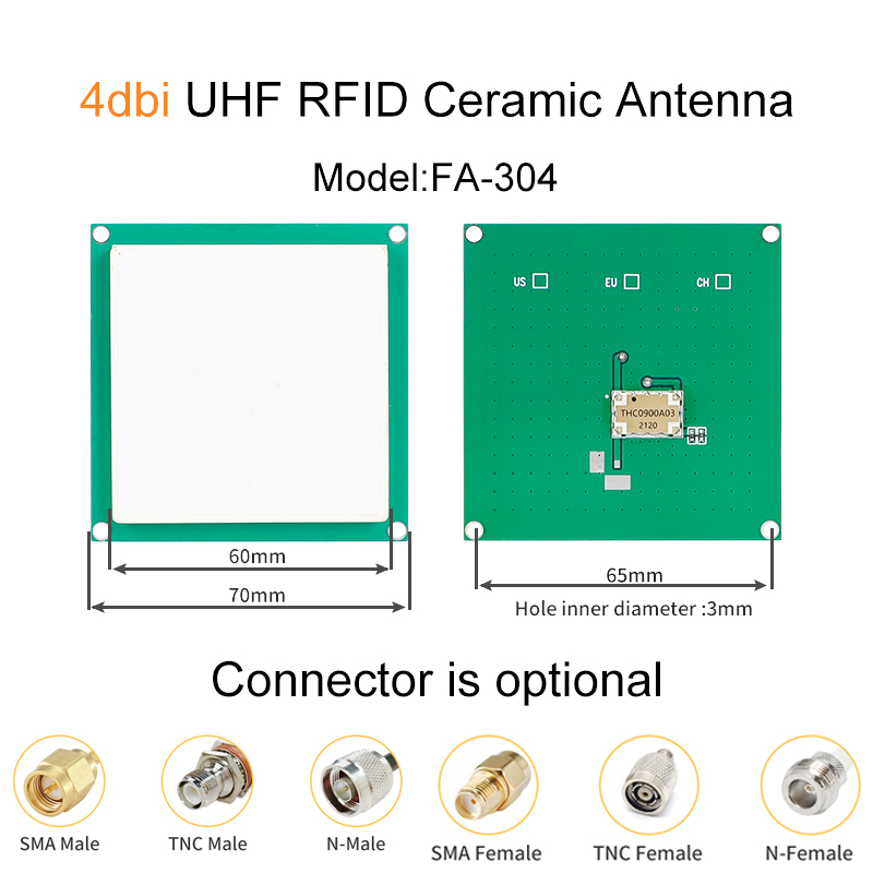 4dbi 70*70mm UHF RFID Ceramic Antenna